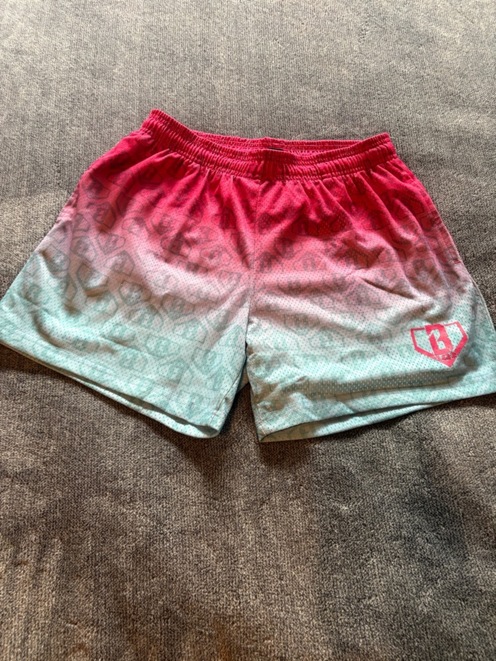 Baseball Lifestyle 101 Men's Athletic Gradient Pink to Light Blue Running Shorts